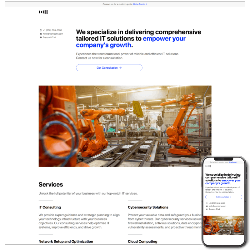 Nexus Carrd template full page preview