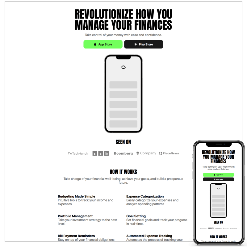 Swipe Carrd template full page preview