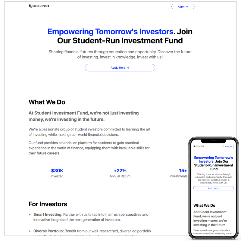 Equity Carrd template full page preview