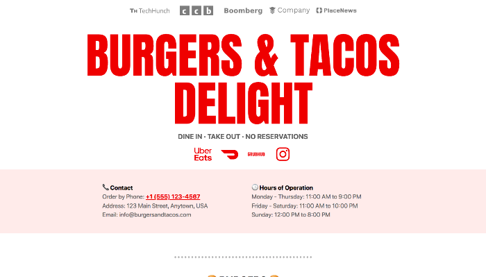 Carrd Template For Restaurant