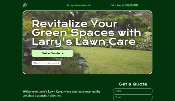 Greenlane Carrd template full page preview