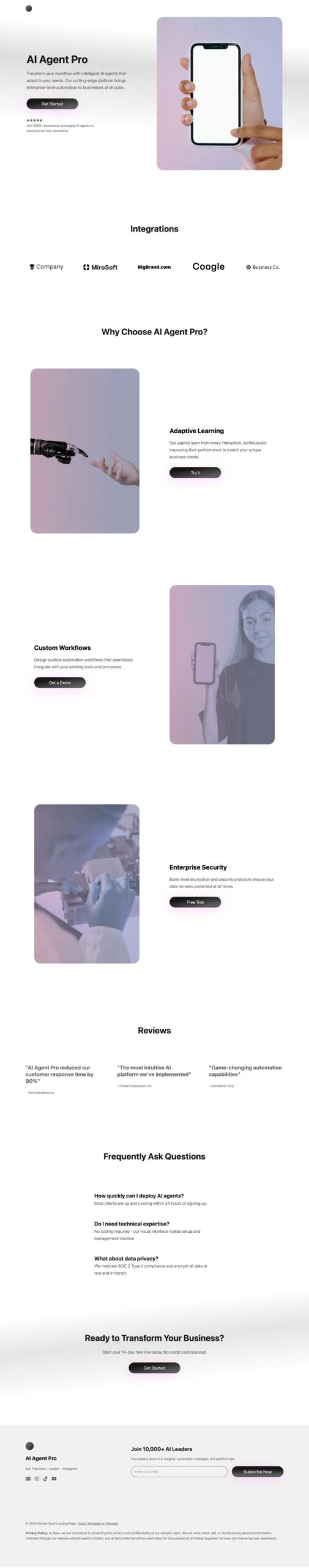 Neural Carrd template full page preview