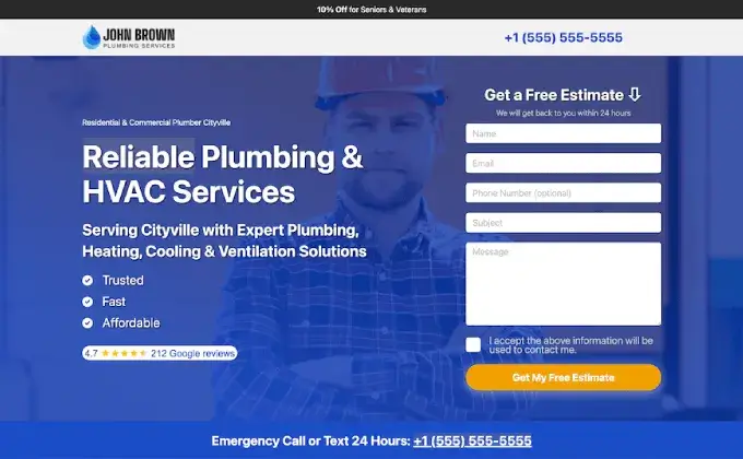 Local Service Tradesman Template Carrd