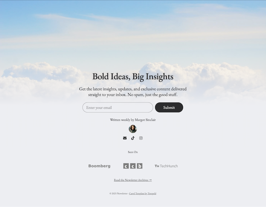 Essence Carrd template full page preview